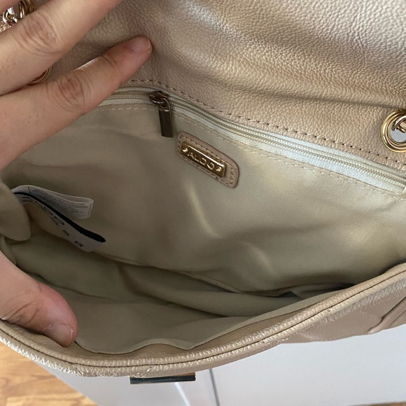 Aldo Double Gold Chain Strap Quilted Crossbody/Shoulder Bag - Picture 5 of 6